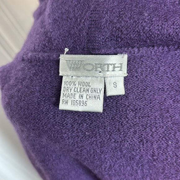 WORTH Vintage Long Cardigan Vest in Aubergine Purple – Size Small - Picture 8 of 8